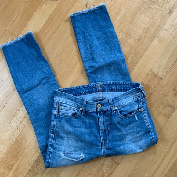 7 For All Mankind The Skinny Distressed Jeans Size 27 - Picture 10 of 10